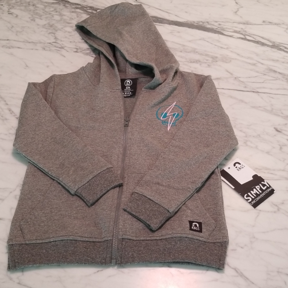 Rags NWT Kids Lightning Strike hoodie 3/4Y